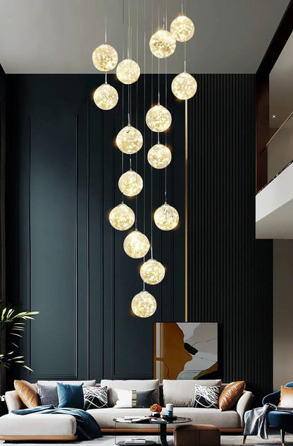 Luxury Crystal Staircase Pendant Light Fixture