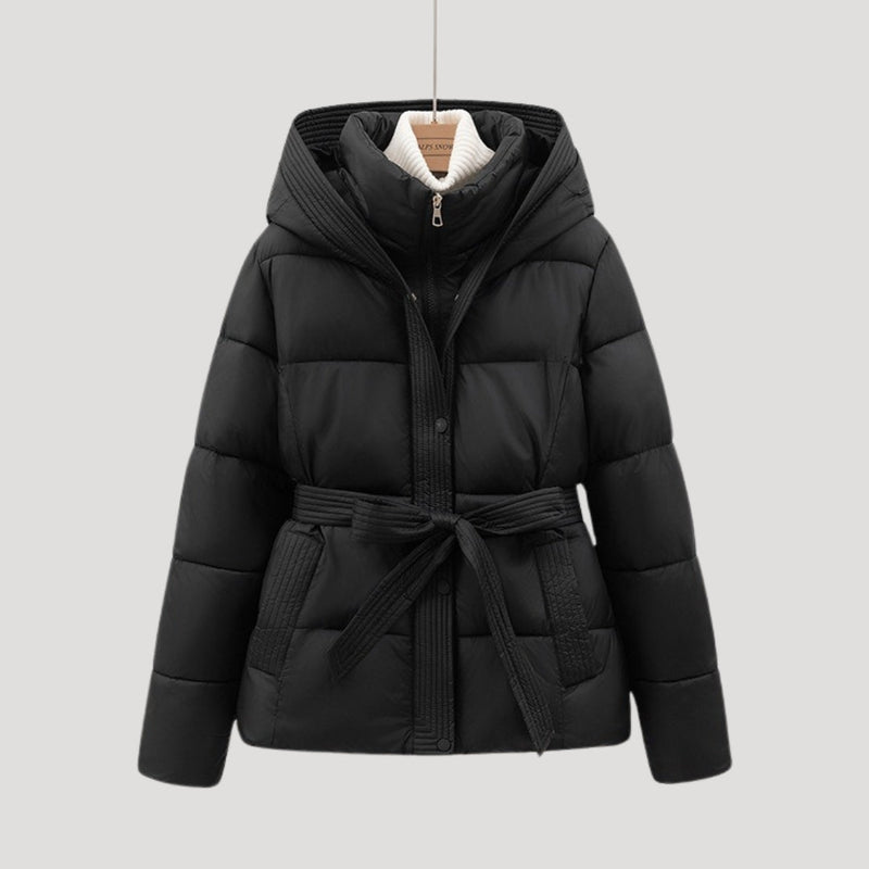 VogeLuxe | Women’s Belted Quilted Hooded Puffer Jacket