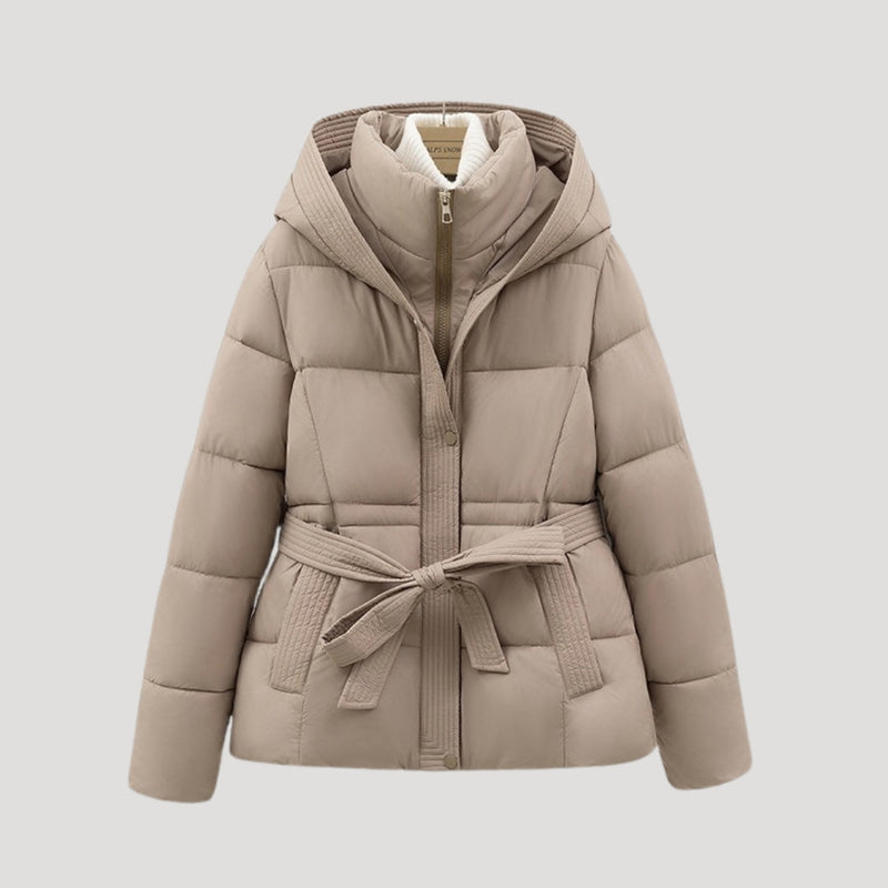 VogeLuxe | Women’s Belted Quilted Hooded Puffer Jacket