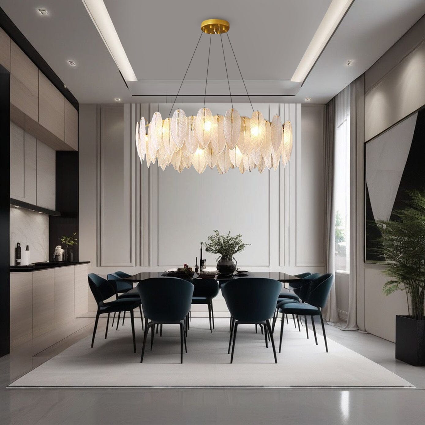 Elegant Feather Ceiling Lamp - VogeLuxe