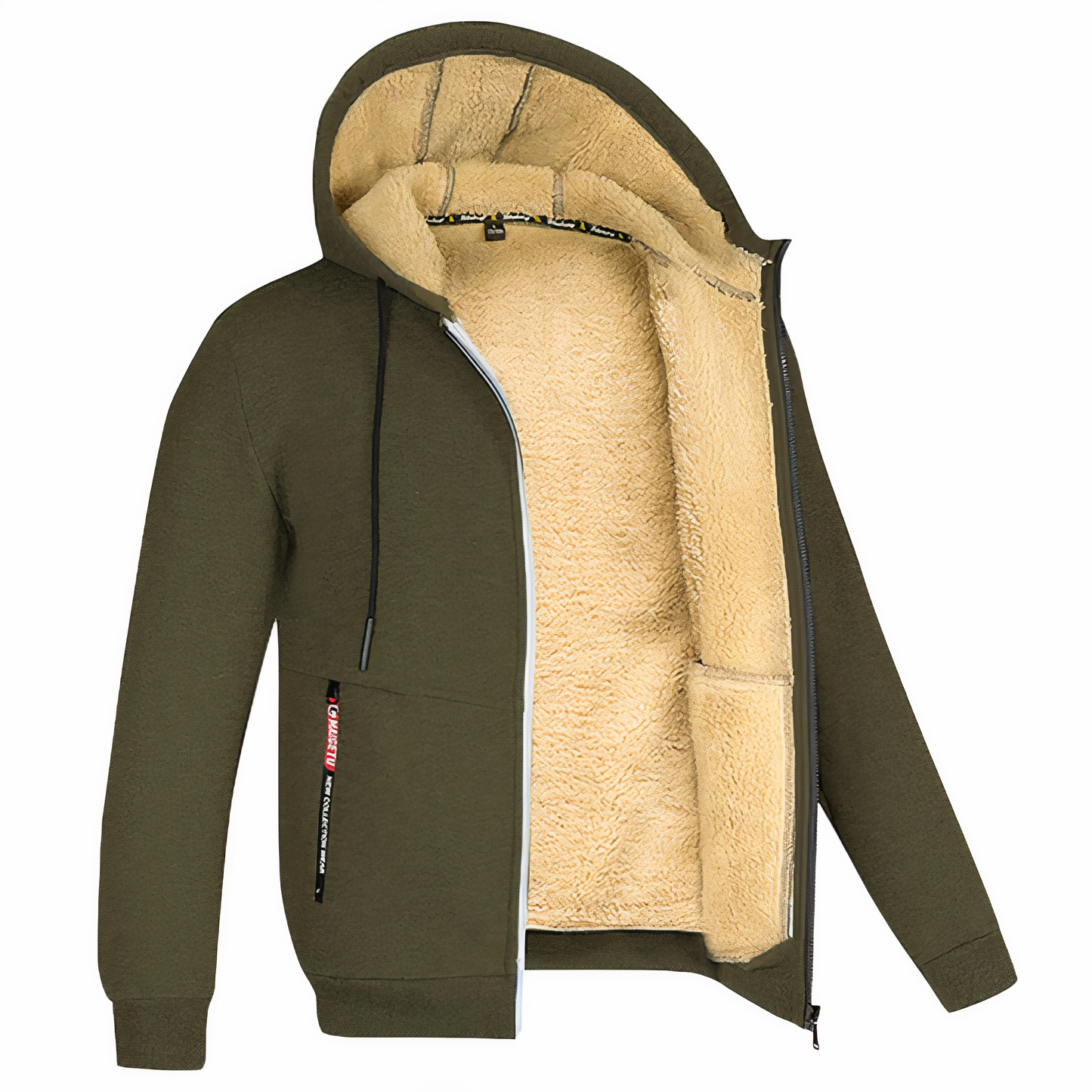 Warm Men's Fleece Hooded Zipper Jacket