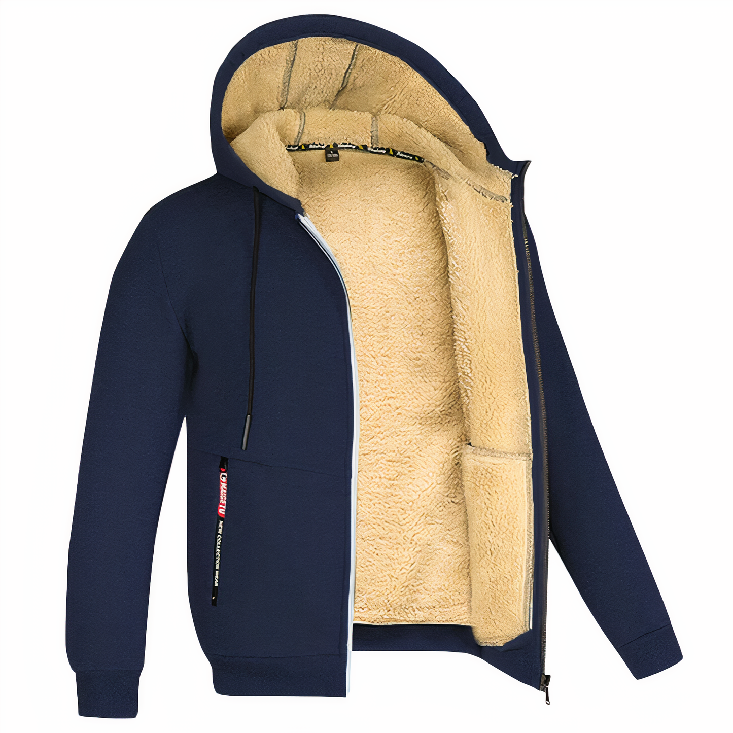 Warm Men's Fleece Hooded Zipper Jacket