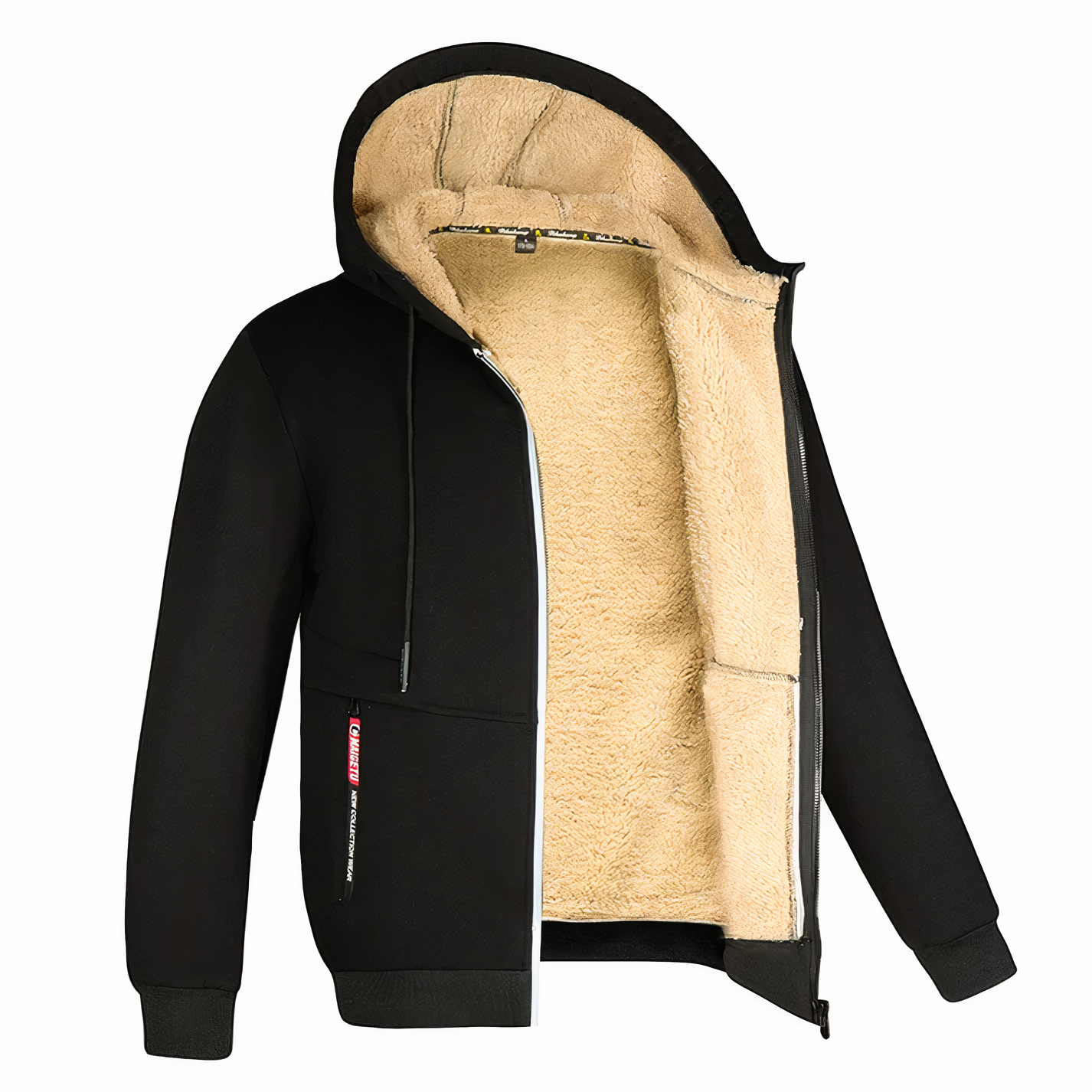 Warm Men's Fleece Hooded Zipper Jacket
