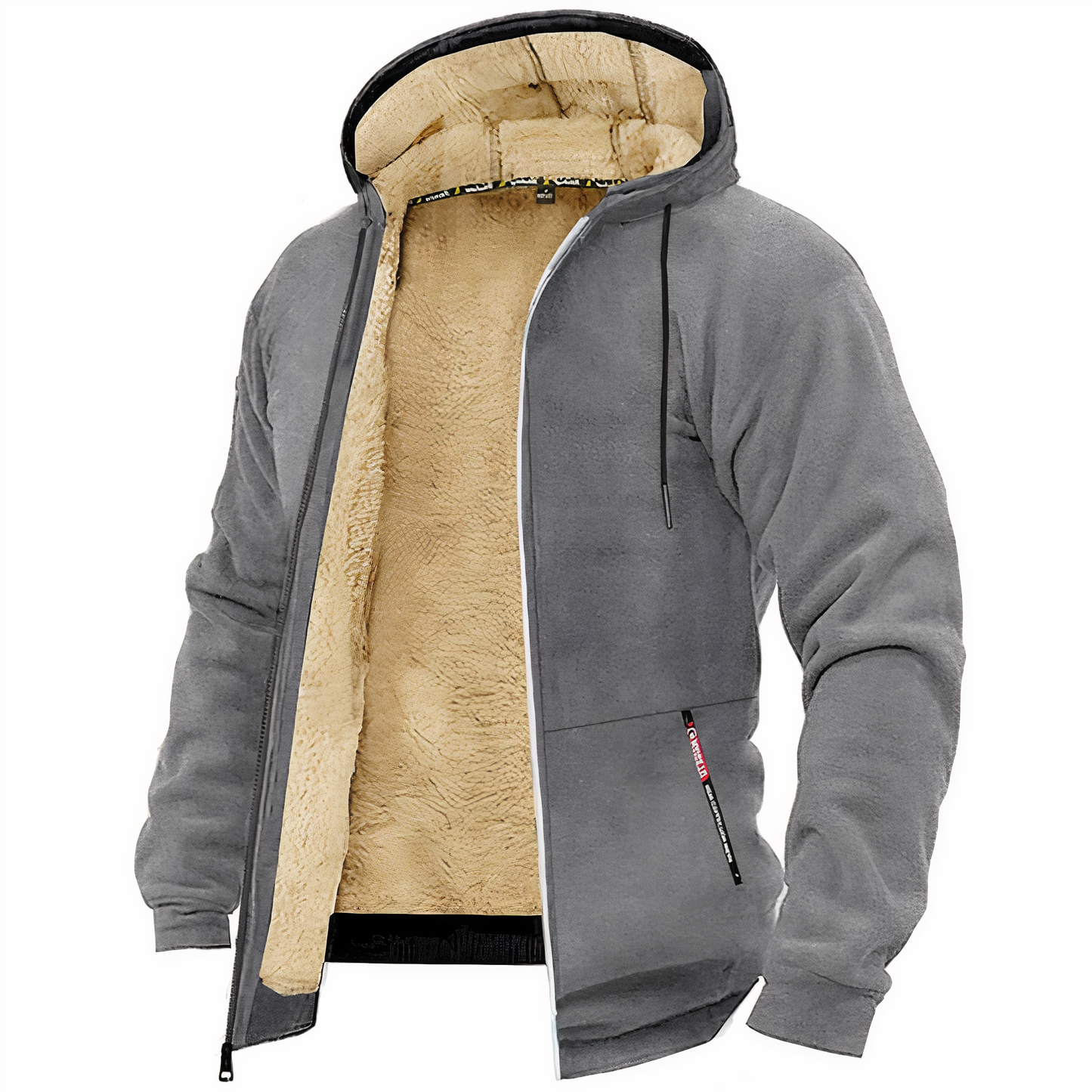Warm Men's Fleece Hooded Zipper Jacket