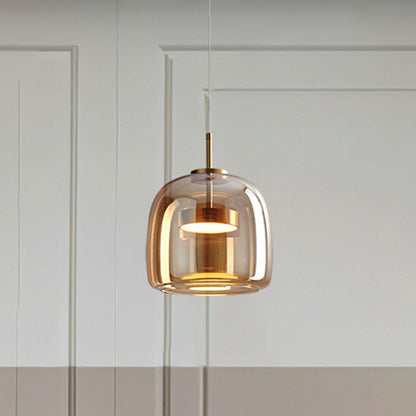 Vintage Gold Pendant Lamp Amber Glass Lighting