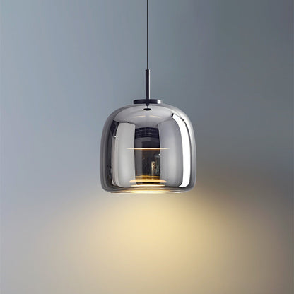 Vintage Gold Pendant Lamp with Warm Amber Shade