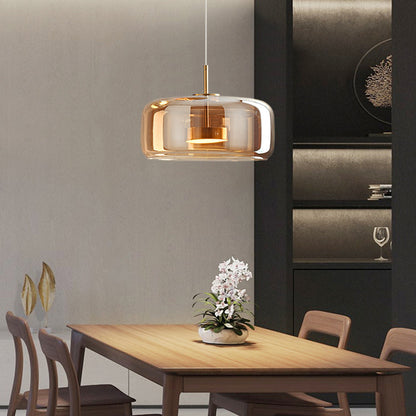 Vintage Gold Pendant Lamp Amber Glass Lighting