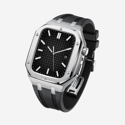 Soft Silicone Strap and Durable Steel Case for Apple Watch