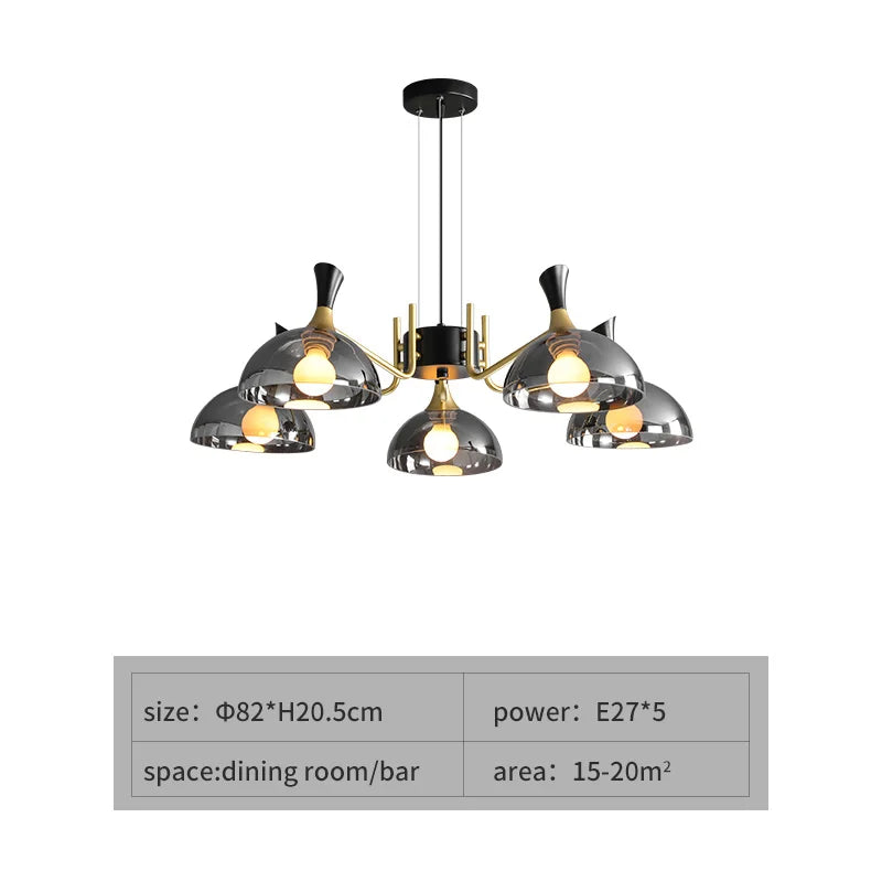 Elegant Black Glass LED Chandelier