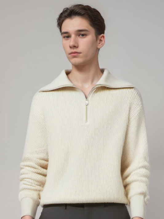 Warm Winter Crew Neck Striped Sweater for Men - VogeLuxe