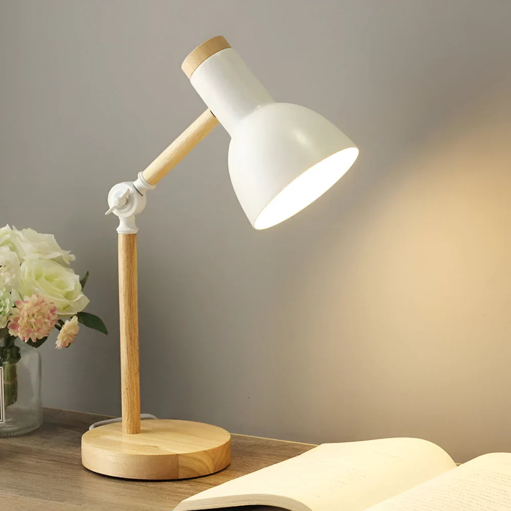 Natural Wooden Desk Lamp Adjustable Table Lighting