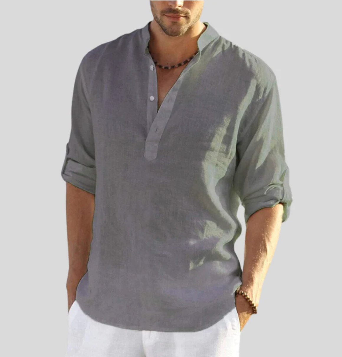 Classic Linen Shirt for Men Lightweight and Breathable