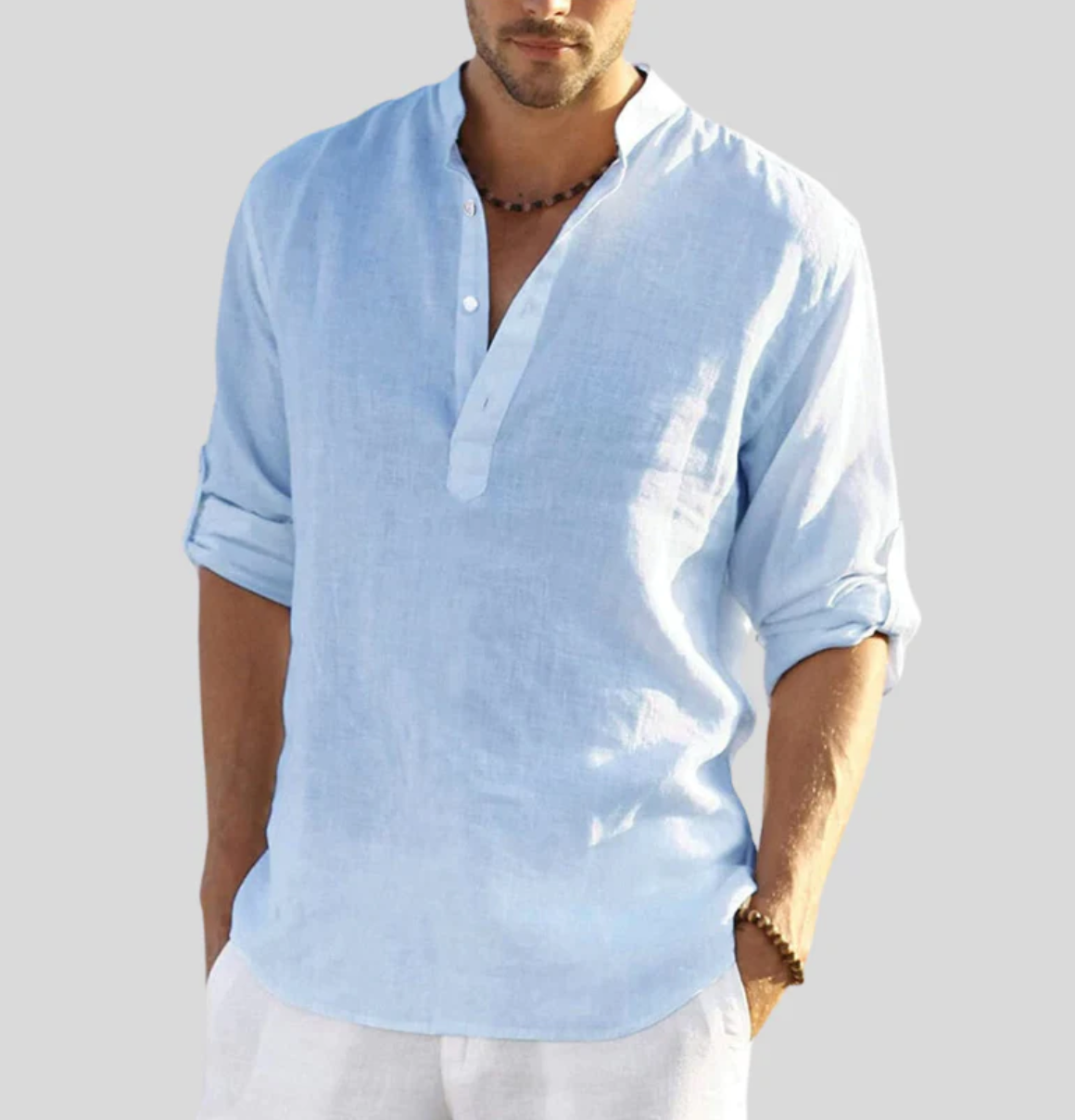 Classic Linen Shirt for Men Lightweight and Breathable