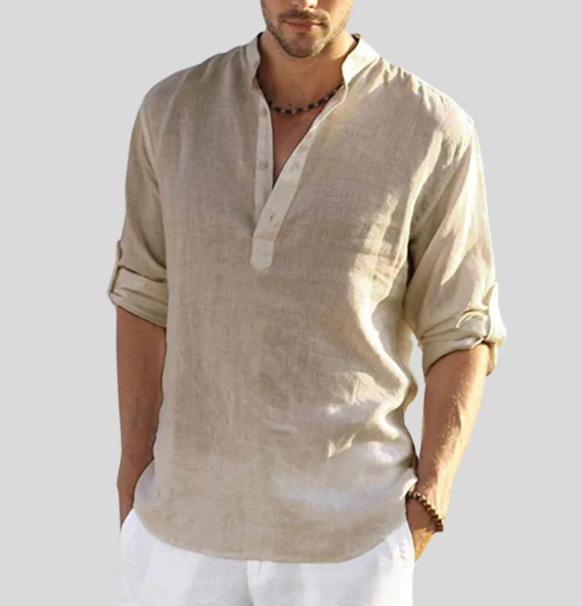Classic Linen Shirt for Men Lightweight and Breathable