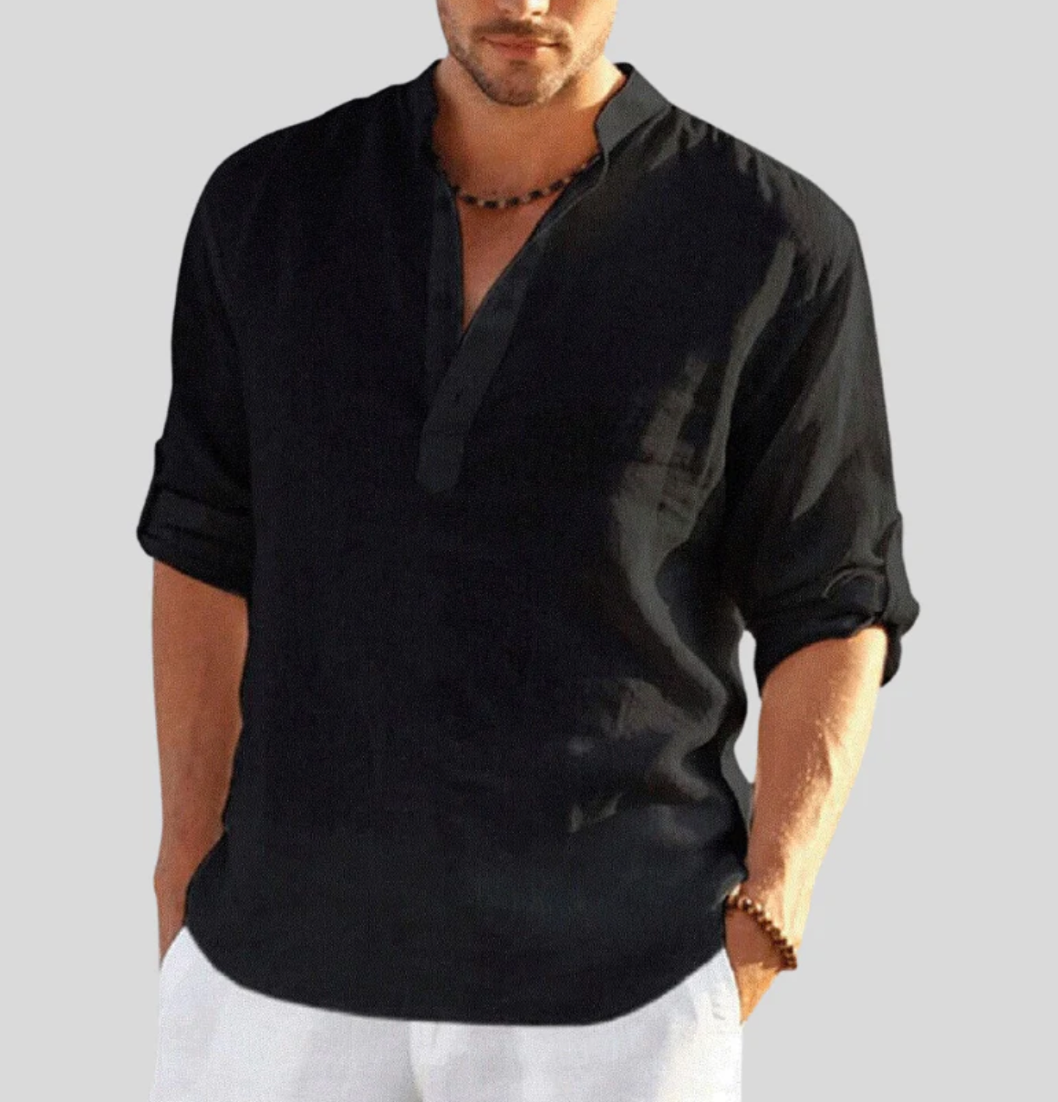 Classic Linen Shirt for Men Lightweight and Breathable