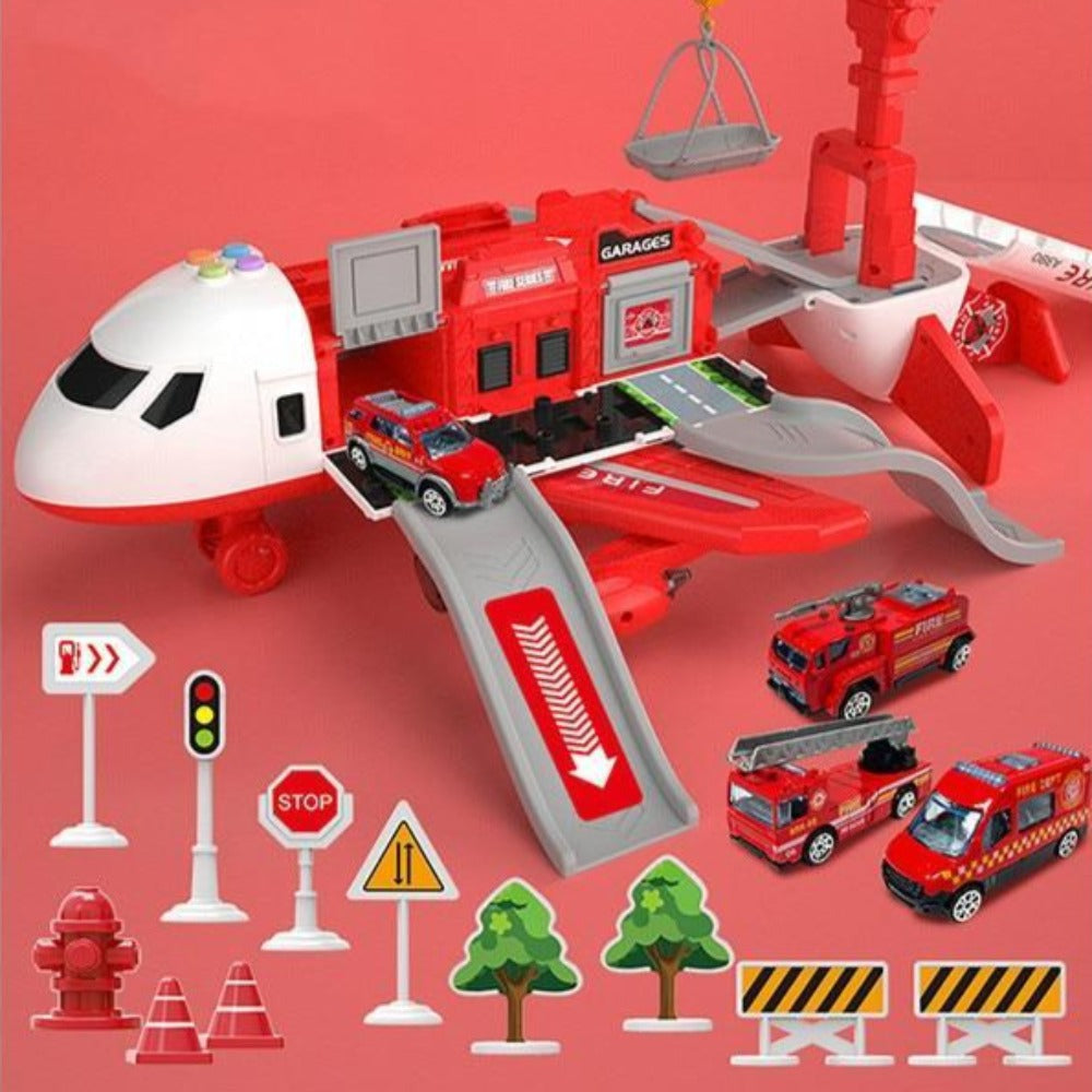 Big Plane Toy Set with 6 Mini Trucks
