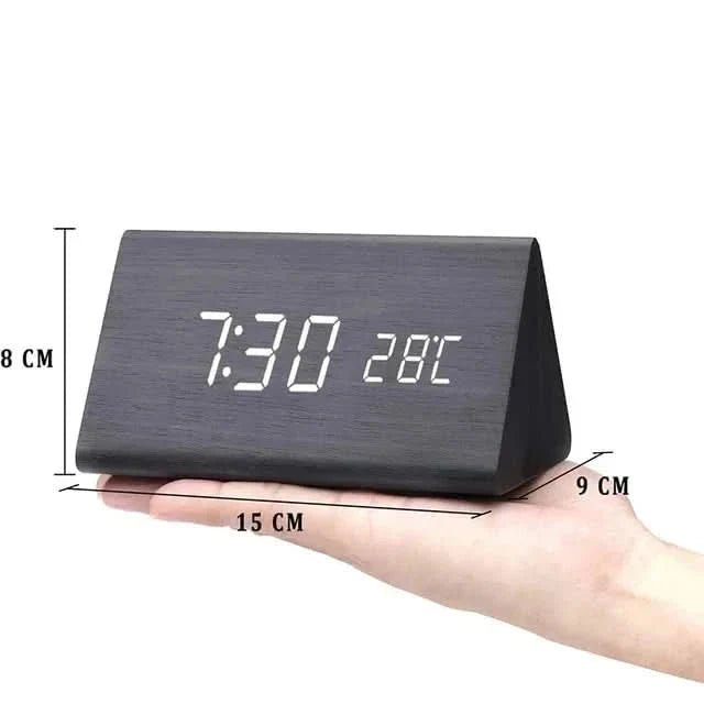 Rustic Digital Alarm Clock with Temperature Display