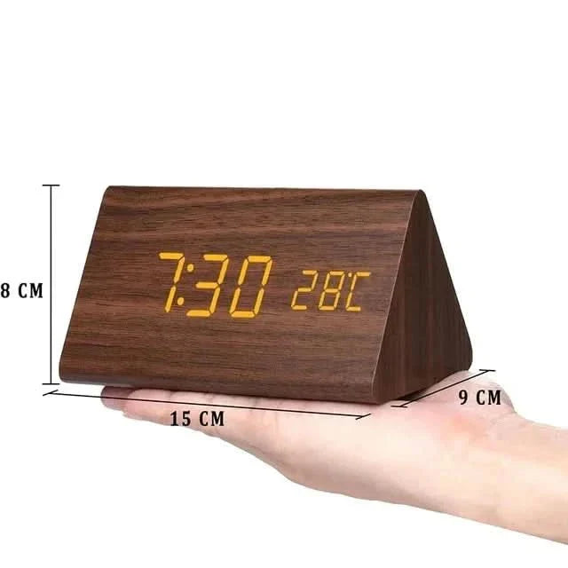 Rustic Digital Alarm Clock with Temperature Display