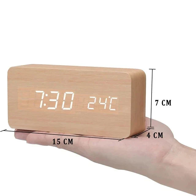 Intelligent LED Wake Up Clock | Contemporary Wireless Wood