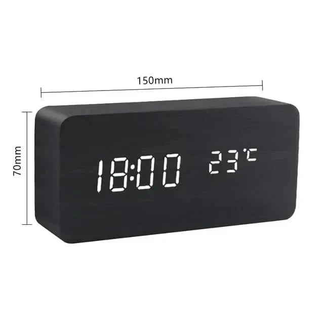 Rustic Digital Alarm Clock with Temperature Display