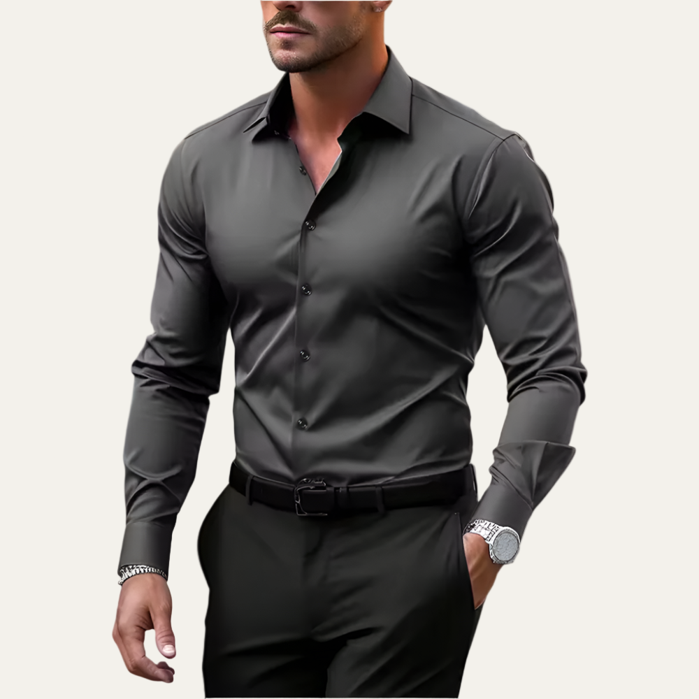 VogeLuxe | Men’s Tailored Stretch Button Front Dress Shirt