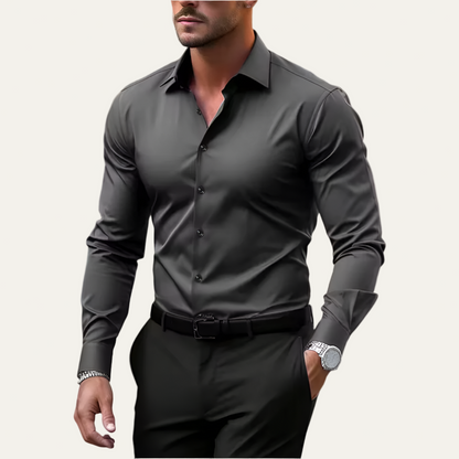 VogeLuxe | Men’s Tailored Stretch Button Front Dress Shirt