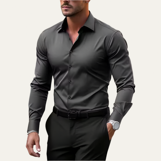 VogeLuxe | Men’s Tailored Stretch Button Front Dress Shirt