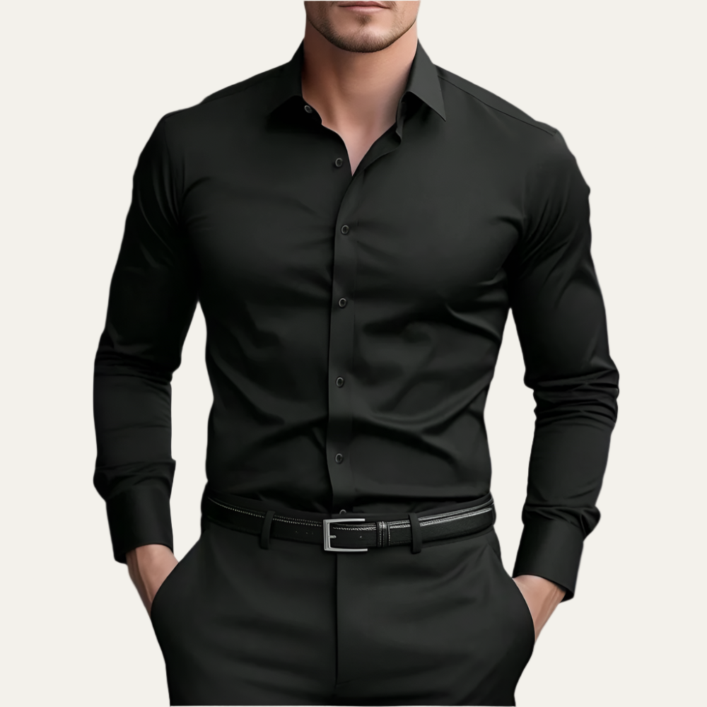 VogeLuxe | Men’s Tailored Stretch Button Front Dress Shirt