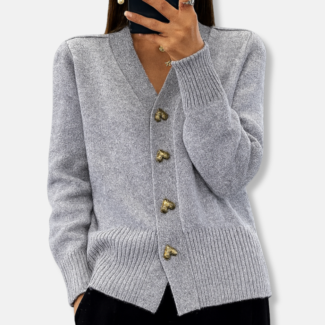 Amelia Wool V-Neck Cardigan | Relaxed Fit Button Front Cardigan 4