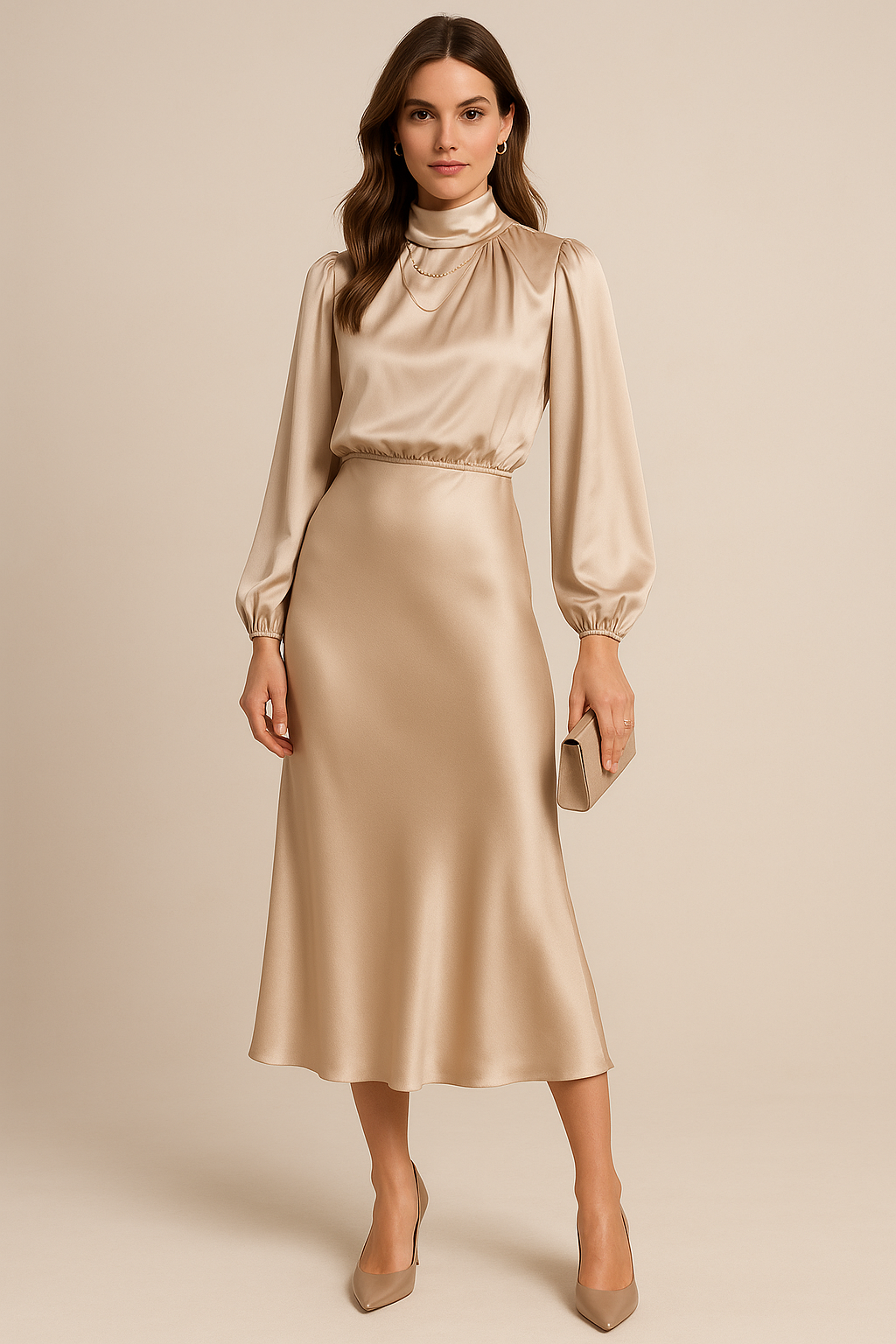 Elegant Mid Length High Waisted Dress