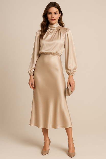 Elegant Mid Length High Waisted Dress