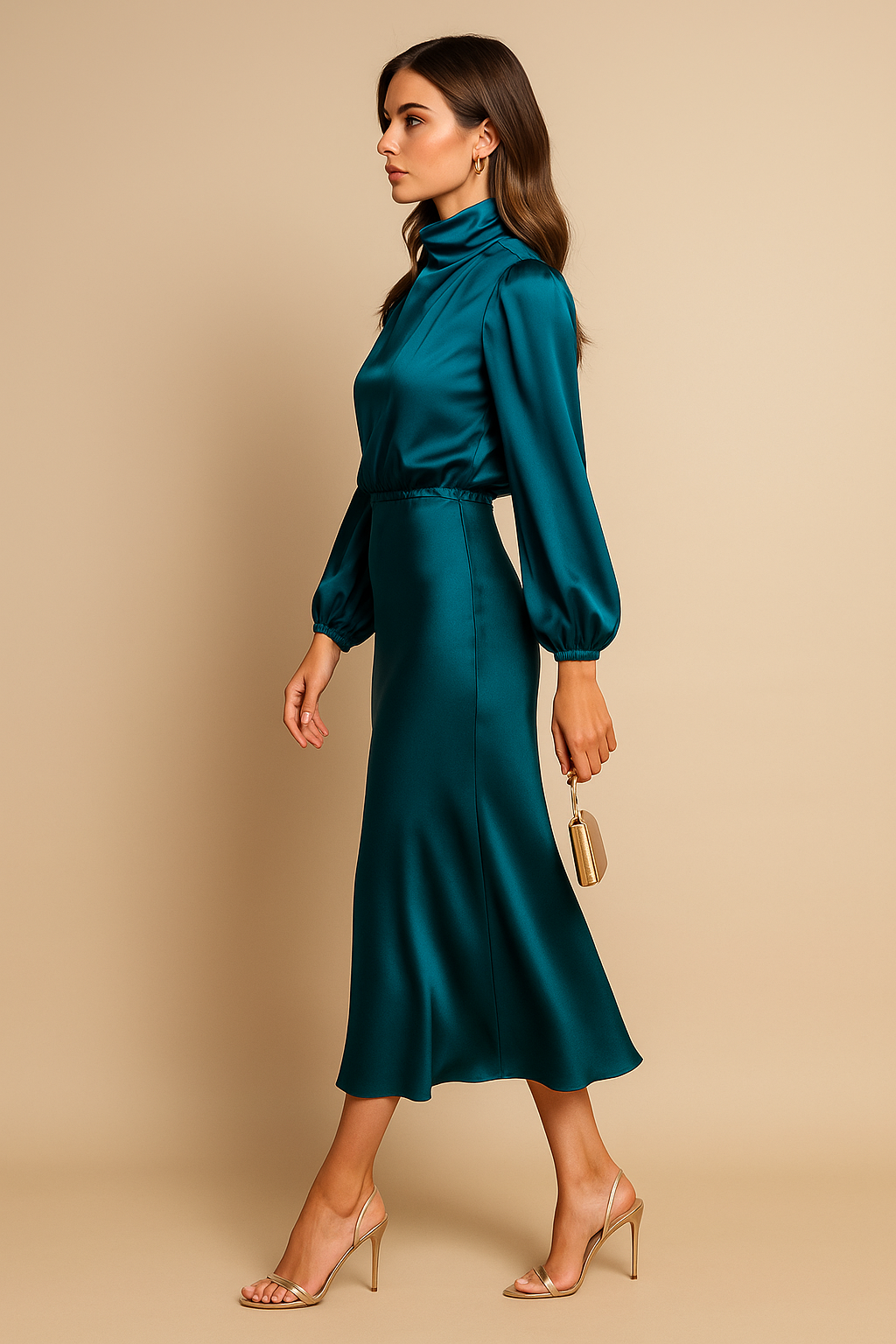 Elegant Mid Length High Waisted Dress