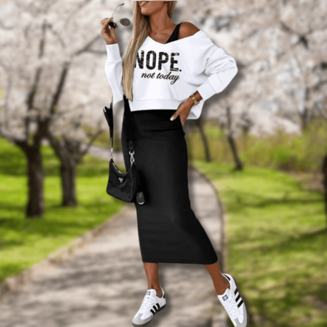 Fall 2 Piece Dress and Sweater Outfit