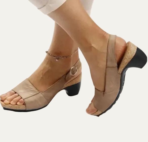 VogeLuxe | Women’s Open Toe Slingback Sandals with Chunky Heel