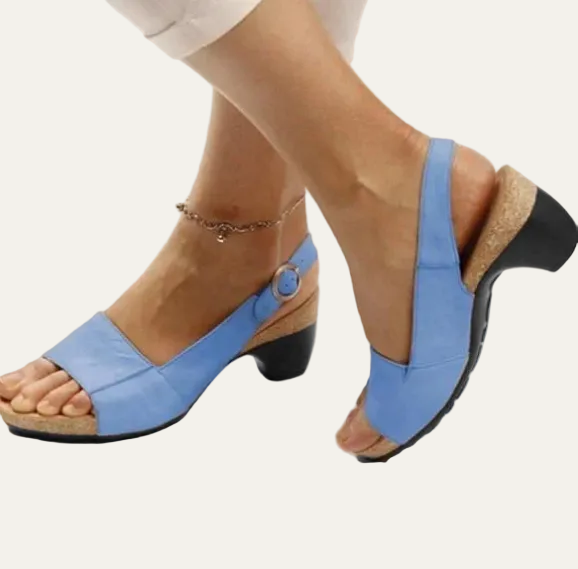 VogeLuxe | Women’s Open Toe Slingback Sandals with Chunky Heel