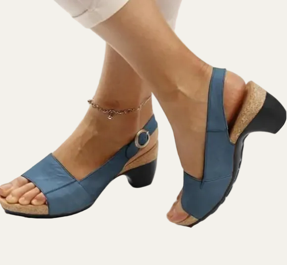 VogeLuxe | Women’s Open Toe Slingback Sandals with Chunky Heel