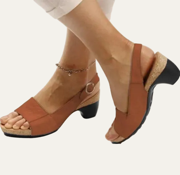 VogeLuxe | Women’s Open Toe Slingback Sandals with Chunky Heel