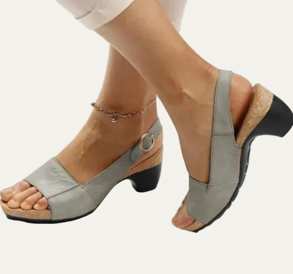 VogeLuxe | Women’s Open Toe Slingback Sandals with Chunky Heel