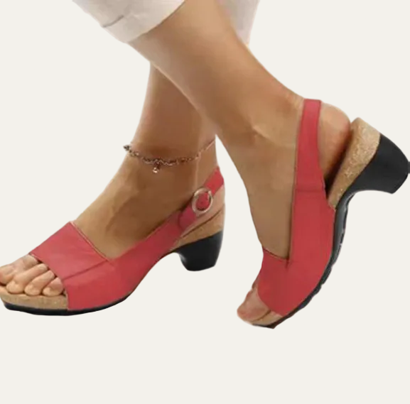 VogeLuxe | Women’s Open Toe Slingback Sandals with Chunky Heel