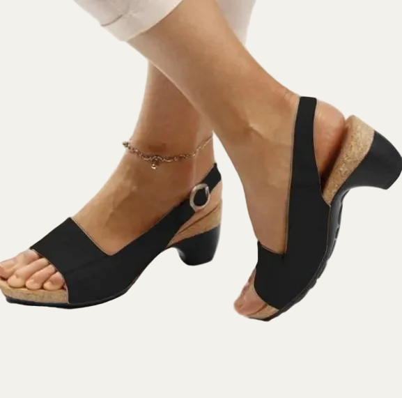 VogeLuxe | Women’s Open Toe Slingback Sandals with Chunky Heel