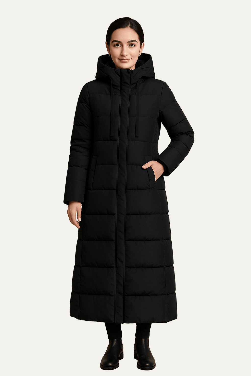 Ashford | Anja – Women’s Long Quilted Puffer Coat with High Collar and Full Zip 0