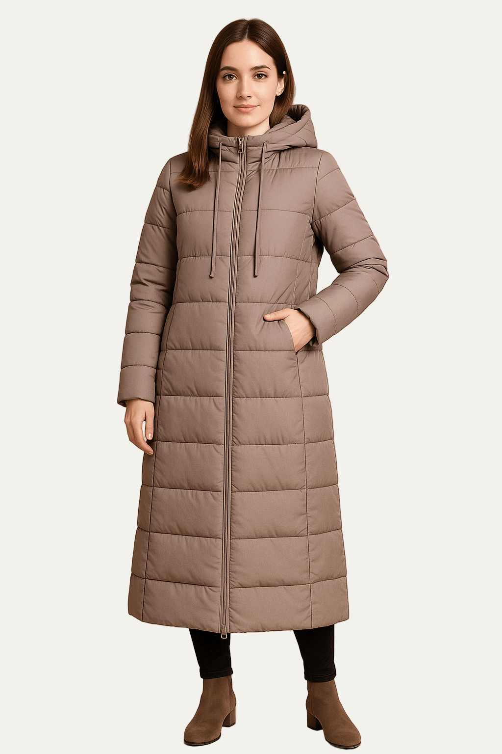 Ashford | Anja – Women’s Long Quilted Puffer Coat with High Collar and Full Zip 1