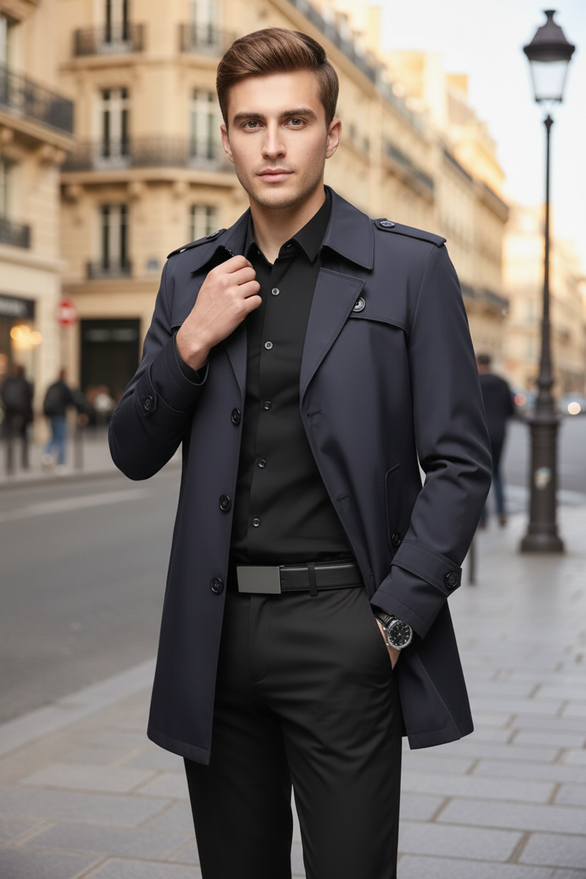 Ashford | Emil – Men’s Medium-Length Double-Breasted Trench Coat with Structured Fit 7