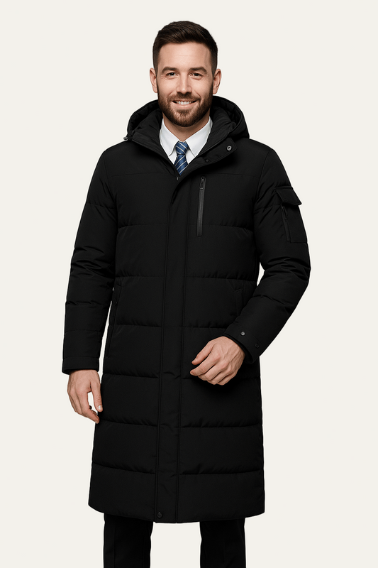 Ashford | Ewan – Men’s Insulated Water-Resistant Long Jacket with Hood 0