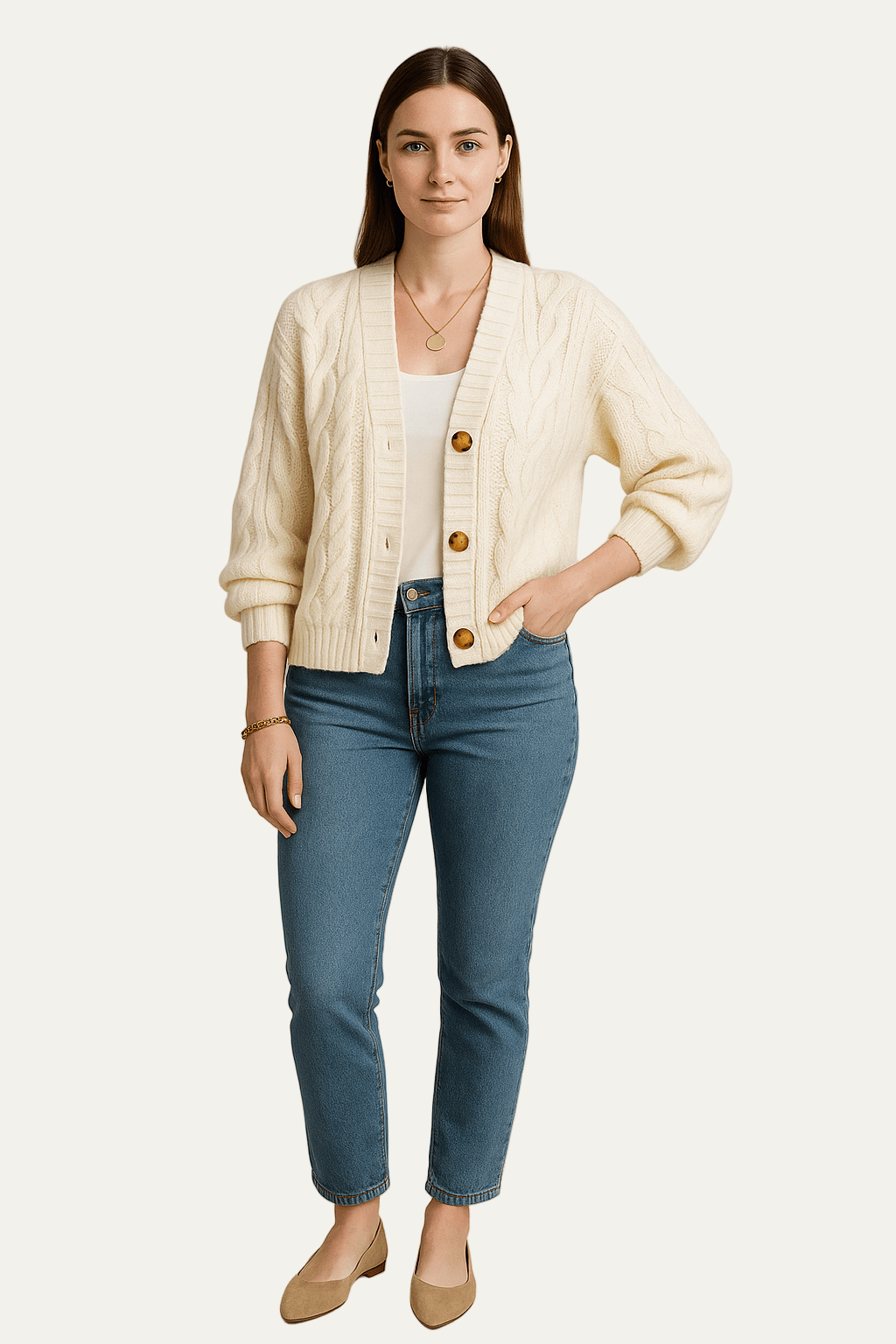 Ashford | Inka – Women’s Wool Knit Cable Cardigan with V-Neck and Button Front 0