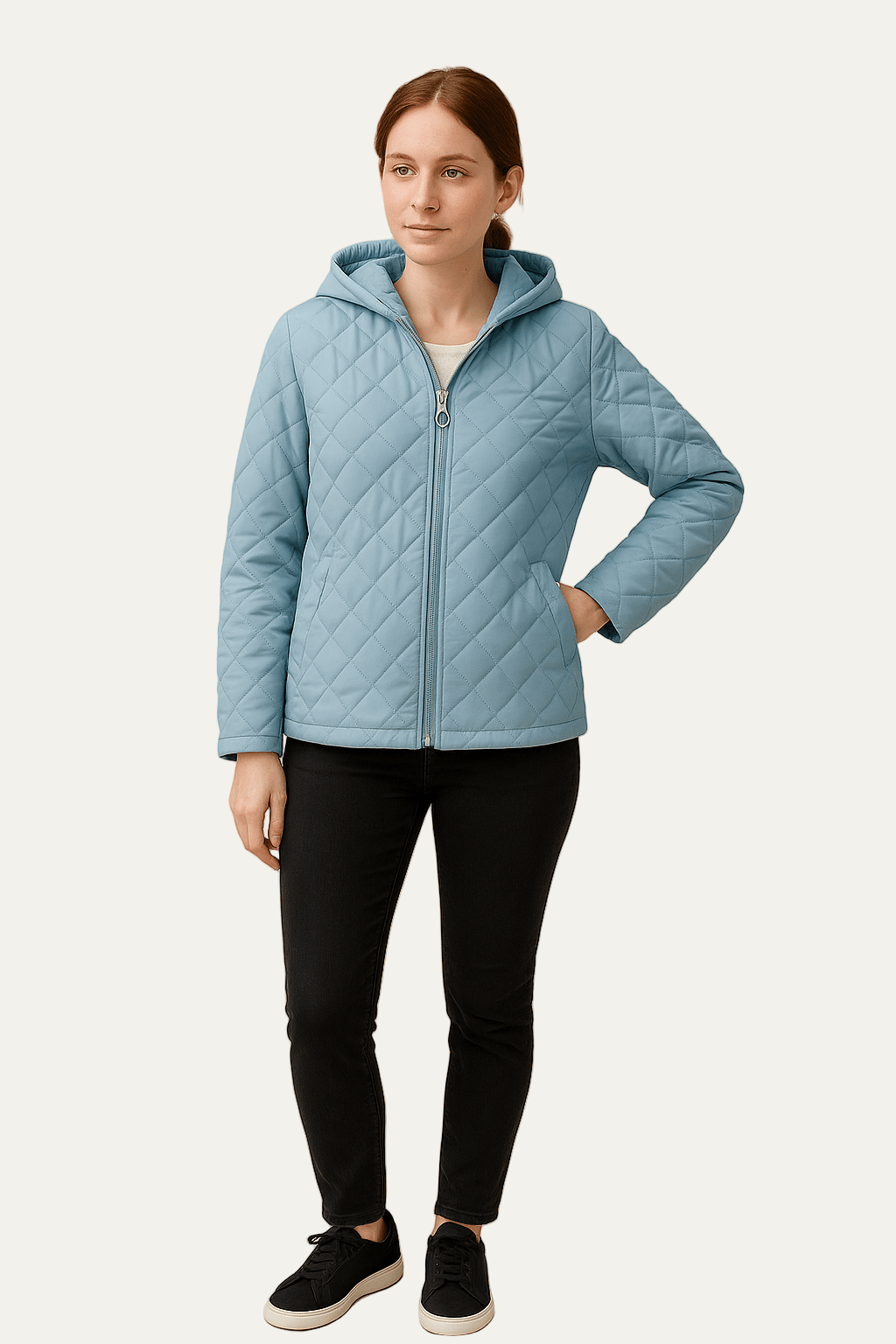 Ashford | Sage – Women’s Relaxed Fit Diamond Quilted Hooded Jacket with Zip Front 0
