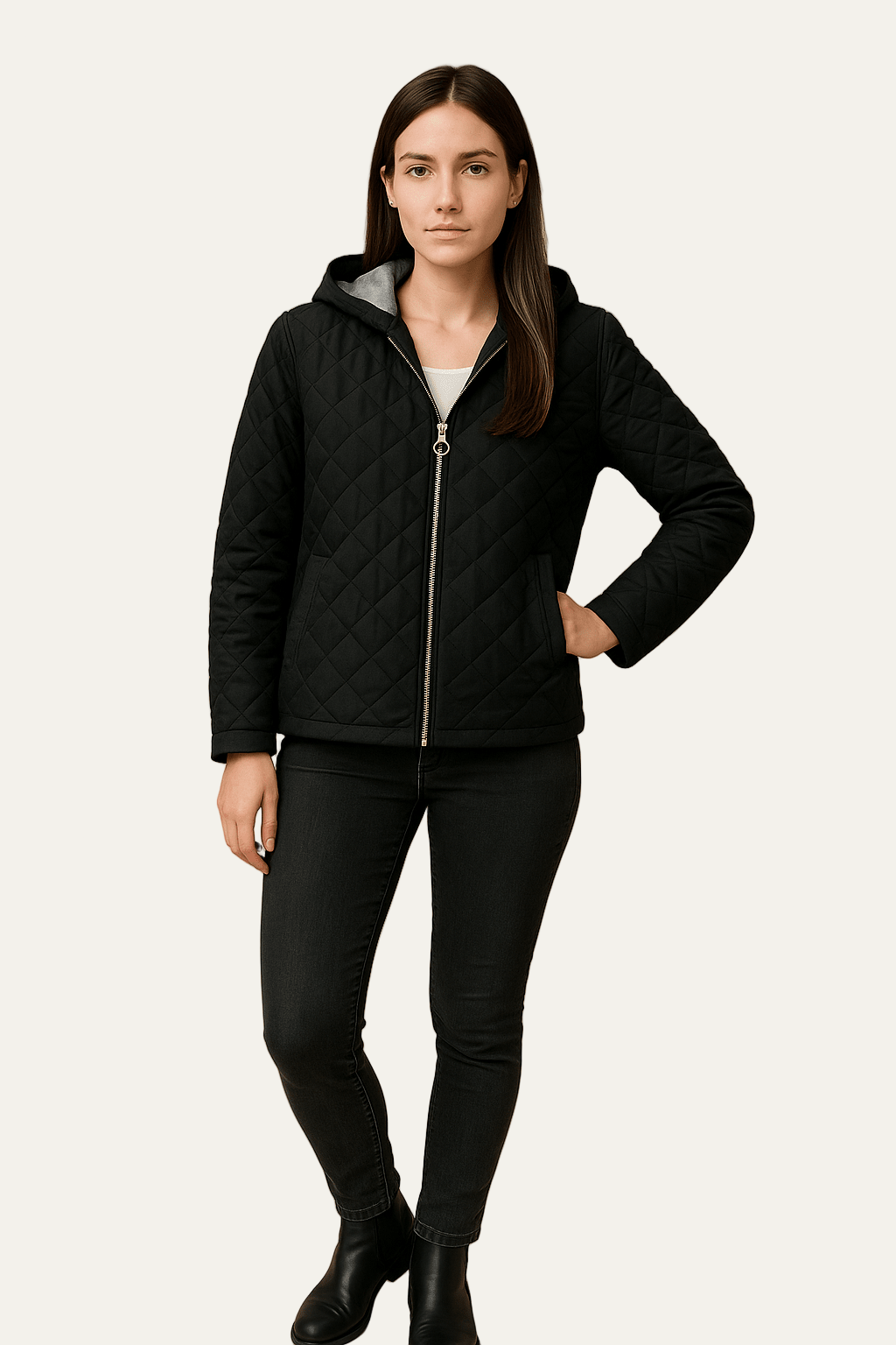 Ashford | Sage – Women’s Relaxed Fit Diamond Quilted Hooded Jacket with Zip Front 2