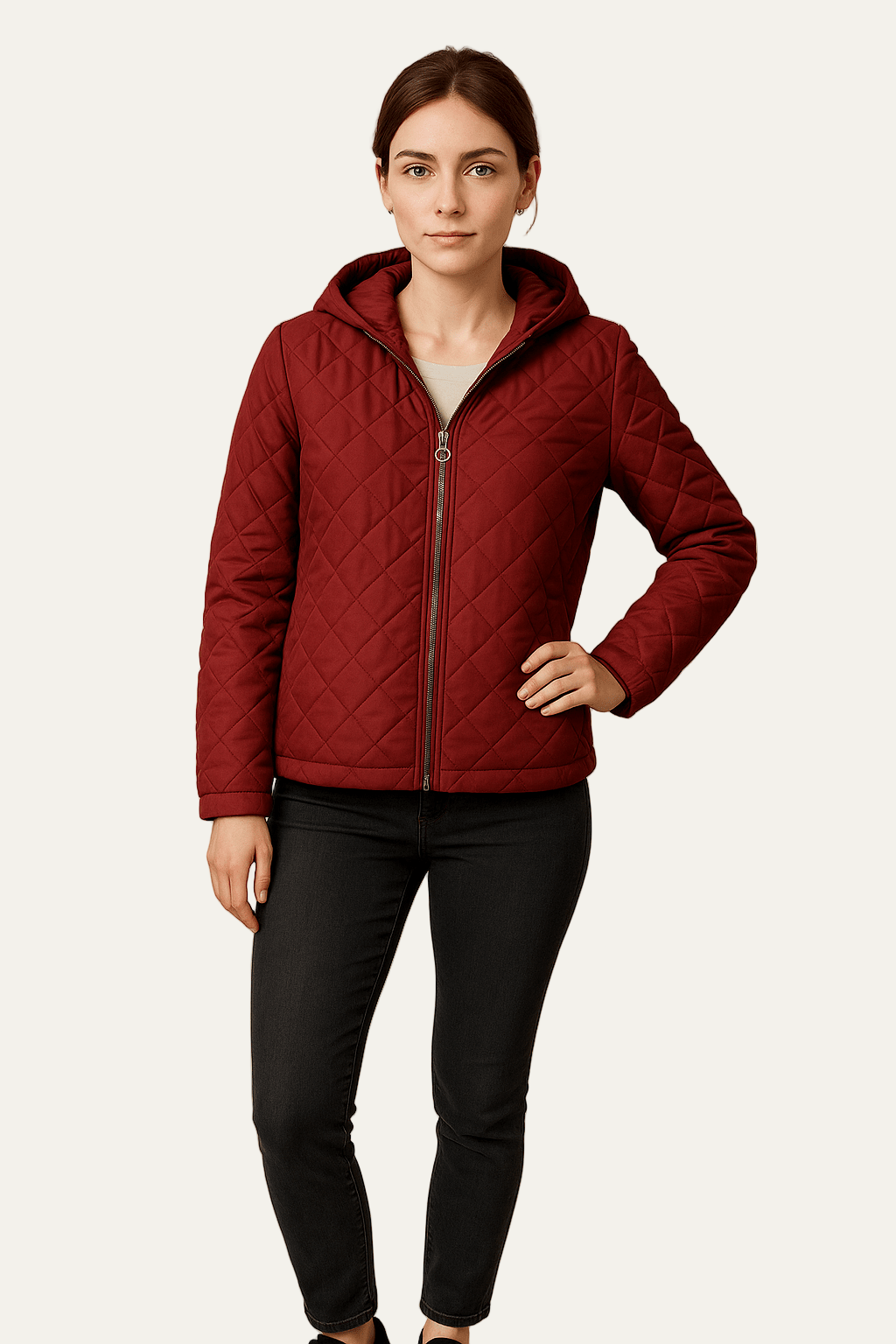 Ashford | Sage – Women’s Relaxed Fit Diamond Quilted Hooded Jacket with Zip Front 3