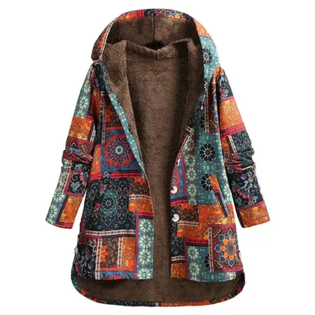Parka Donna Stile Boho con Cappuccio Colorato | Caldo e Morbido - VogeLuxe