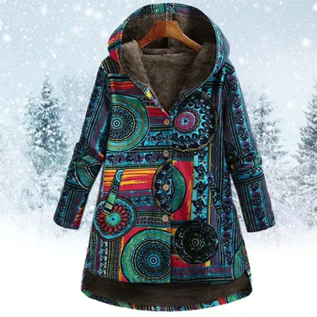 Parka Donna Stile Boho con Cappuccio Colorato | Caldo e Morbido